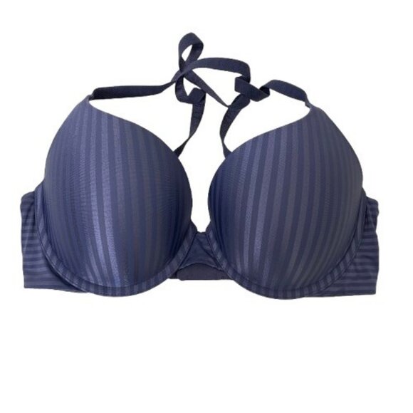 Victoria’s Secret T-Shirt Push-up Full Coverage Periwinkle Striped Bra - Size 34 - Picture 1 of 7